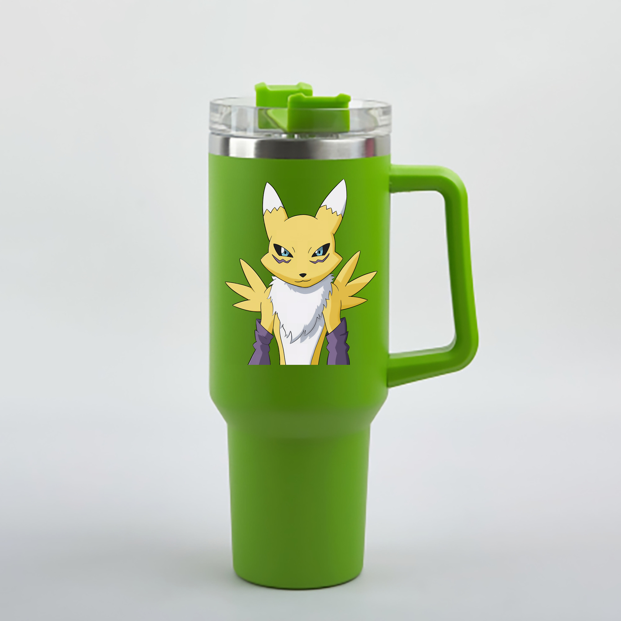 （画像用） Digimon デジタルモンスター/デジモン 1200mL車用タンブラー - クリスタルステッカー（プラスチックストロー付き）